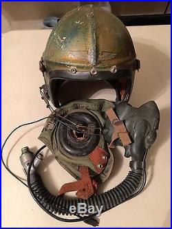 Korean War Gentex H-4 Flight Helmet US Navy Marines Oxygen Mask Inner Cloth Comm