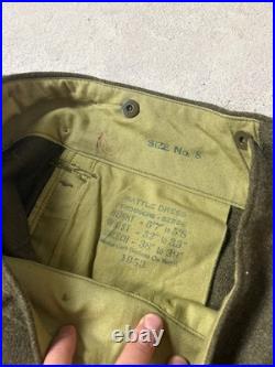 Korean War Green Wool Battlefield Service Pants Trousers 32-33