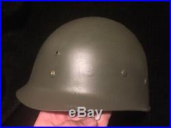 Korean War M1 Helmet & Liner Set Original Burlap WWII WW2 Korea Chin Strap Army