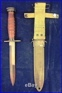 Korean War, M4 Bayonet for M1 Carbine, Leather Handle, Kiffe, with M8A1 Scabbard