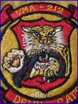 Korean War Marine Corps Squadron Patches and scarf, VMA 212, Devil Cats