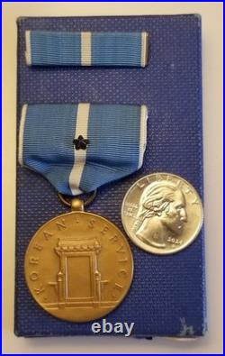 Korean War Medal Lot Korean Service Medal with Box, Ribbon Bar, US Army Patches