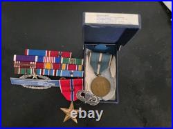 Korean War Medals Dated Box 1955-Both Sterling CIB -Jump Wings -11-RIbbons Rack