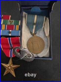 Korean War Medals Dated Box 1955-Both Sterling CIB -Jump Wings -11-RIbbons Rack