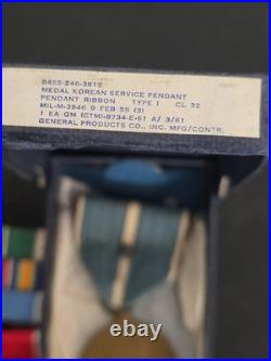 Korean War Medals Dated Box 1955-Both Sterling CIB -Jump Wings -11-RIbbons Rack