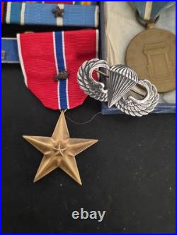 Korean War Medals Dated Box 1955-Both Sterling CIB -Jump Wings -11-RIbbons Rack