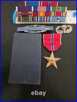 Korean War Medals Dated Box 1955-Both Sterling CIB -Jump Wings -11-RIbbons Rack