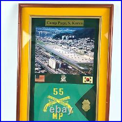 Korean War Memorabilia 55th Military Police Flag Medals Camp Page Shadow Box LG