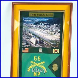Korean War Memorabilia 55th Military Police Flag Medals Camp Page Shadow Box LG