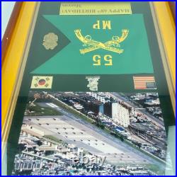 Korean War Memorabilia 55th Military Police Flag Medals Camp Page Shadow Box LG