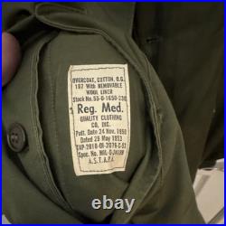 Korean War Original Cotton OG 107 1953 Overcoat Never Worn Medium