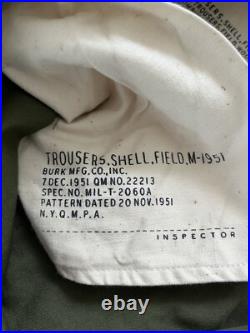 Korean War RARE Early Canvas M1951 Field Trousers 1951 Medium Regular Shell