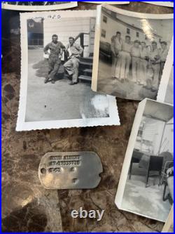 Korean War Soldier Photo Lot & Dog Tag Lackland AFB, Chanute AFB & Craig AFB