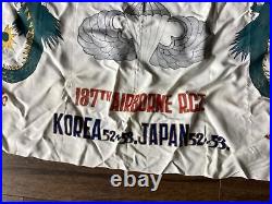 Korean War Souvenir Us Army 187th Pir Parachute Infantry Regiment Banner Flag