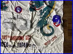 Korean War Souvenir Us Army 187th Pir Parachute Infantry Regiment Banner Flag