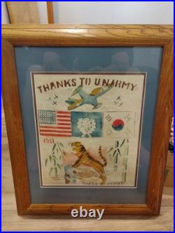 Korean War THANKS TO U. N. ARMY Blood Chit Silk Hankerchief Authentic Original