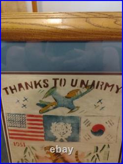Korean War THANKS TO U. N. ARMY Blood Chit Silk Hankerchief Authentic Original