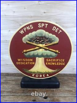 Korean War Trench Art Hand Painted Wood Large Medallion Plaque Dragon OOAK