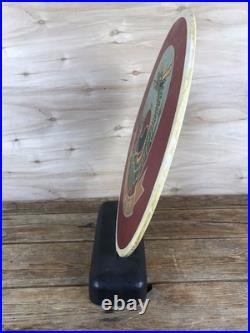 Korean War Trench Art Hand Painted Wood Large Medallion Plaque Dragon OOAK