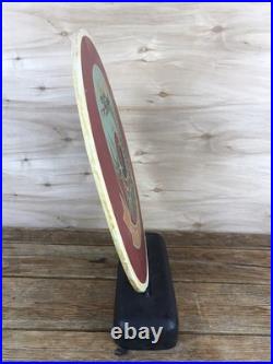 Korean War Trench Art Hand Painted Wood Large Medallion Plaque Dragon OOAK