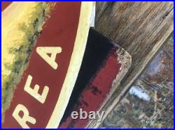 Korean War Trench Art Hand Painted Wood Large Medallion Plaque Dragon OOAK