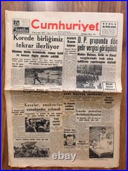 Korean War Turkish Brigade Republic of Korea Cumhuriyet Newspaper 1951 Rare Korean War Turkish Brigade Republic of Korea Cumhuriyet Newspaper 1951 Rare
