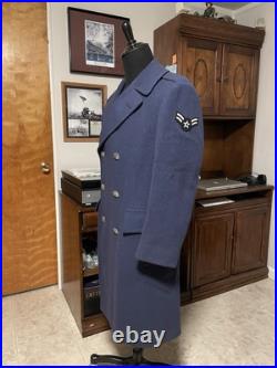 Korean War U. S. A. F. Blue Wool Overcoat With Bullion Chevrons Free Shipping