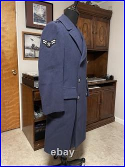 Korean War U. S. A. F. Blue Wool Overcoat With Bullion Chevrons Free Shipping