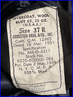 Korean War U. S. A. F. Blue Wool Overcoat With Bullion Chevrons Free Shipping