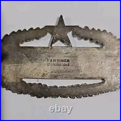 Korean War U. S. Combat Infantry Badge 2-war Cib E & H Simon Sterling Silver 3