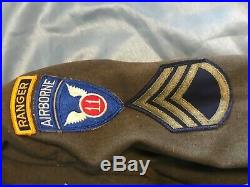 Korean War US ARMY IKE WOOL JACKET 38R Ranger Airborne 11 Parachutist Badge More