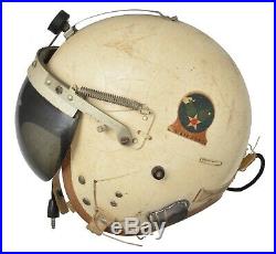Korean War US Air Force USAF P-4A Pilot Flight Helmet White Visor Mic Cord XL