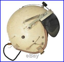 Korean War US Air Force USAF P-4A Pilot Flight Helmet White Visor Mic Cord XL