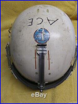 Korean War US Air Force USAF P-4A Pilot Flight Helmet White Visor MicCord L USED