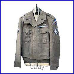 Korean War US Air Force Uniform Jacket Pants Cap Tie Belt OD VTG, Size R38