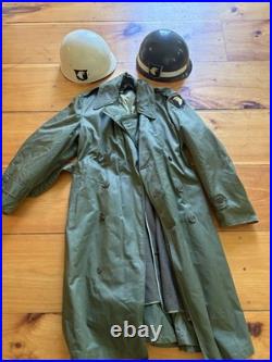 Korean War US Army 101st Airborne 506th Regt. M1 Helmet Liners and Overcoat