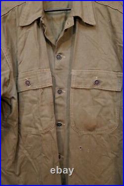 Korean War US Army 13 Star Button Duck Cotton Combat Field Shirt Early-War Issue