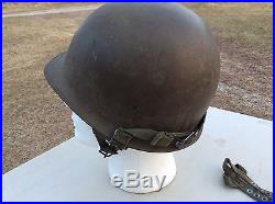 Korean War US Army Airborne Helmet w Liner & Silk Camo Cover