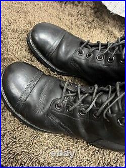 Korean War US Army Black Combat Boots Wingfoot BF Goodrich Soles Men Size 8.5
