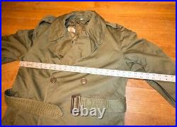 Korean War US Army Field Overcoat Trench Coat OD Size Reg Med 1952 date