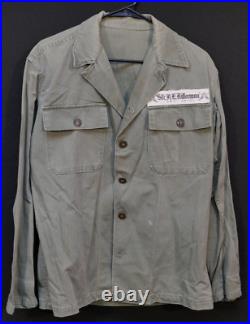 Korean War US Army SFC R. E. Kitterman HBT Combat Shirt, Theater Name Tape Armor