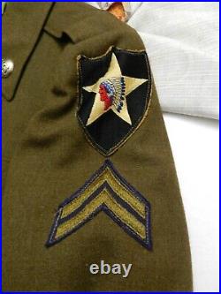 Korean War US Army Wool Uniform Dress Jacket, 40R, Indian Chief Patch PLUS HAT