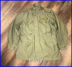 Korean War US Field Coat Cotton Wind Resistant Sateen WRT OG 107 1951 Medium