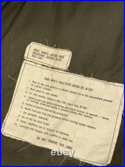 Korean War US Field Coat Cotton Wind Resistant Sateen WRT OG 107 1951 Medium