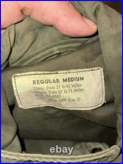 Korean War US Field Coat Cotton Wind Resistant Sateen WRT OG 107 1951 Medium