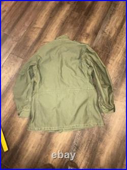 Korean War US Field Coat Cotton Wind Resistant Sateen WRT OG 107 1951 Medium