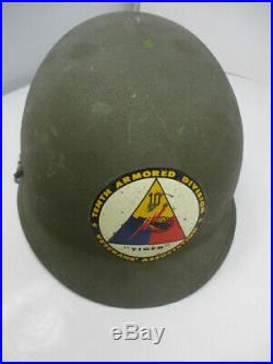 Korean War US M-1 1st Lieutenant Army Helmet Capac Liner 10th Armored Division