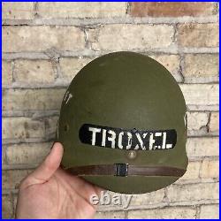 Korean War US M1 Capac Helmet Liner Named TROXEL With 1st Ventrella's Vultures