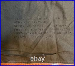 Korean War US Military Army Half Shelter Tent Pup Green (WWII Stakes & Poles)
