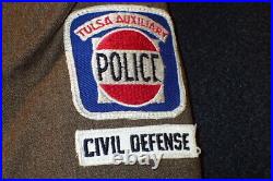 Korean War US Tulsa Auxiliary Police Civil Defense Ike Jacket Patches & Pin RARE